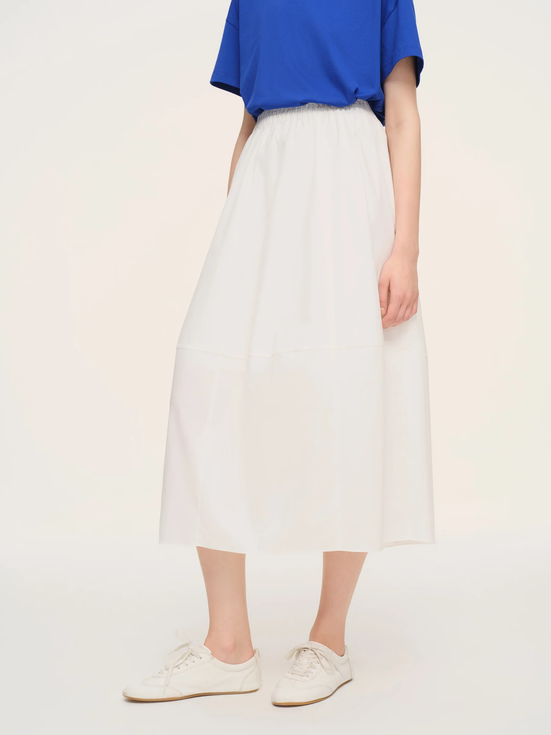Cotton Blend Elastic Waist Women Skirt - Image 4