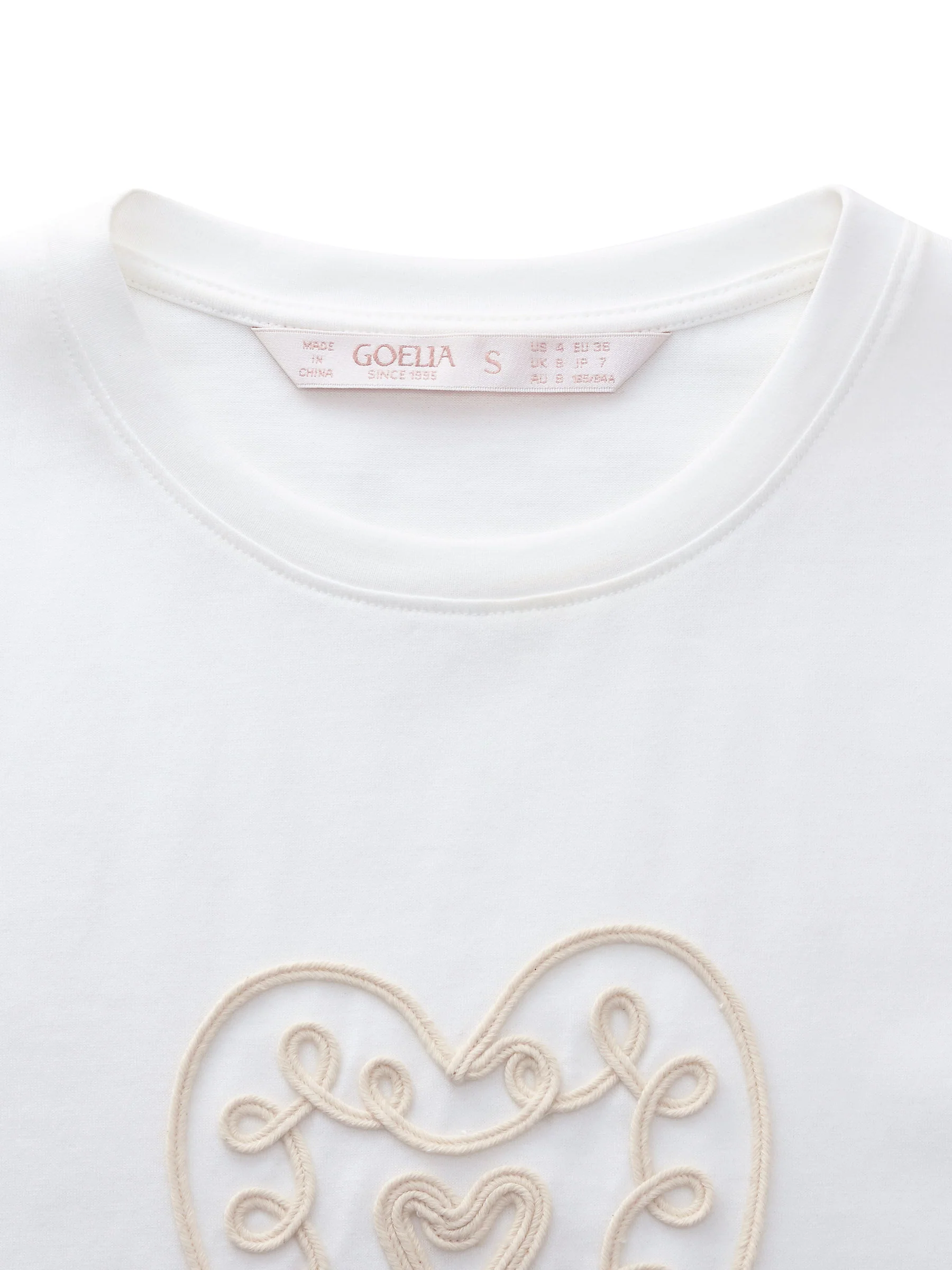 Cotton Blend Round Neck Tape Embroidered Women T-Shirt - Image 11
