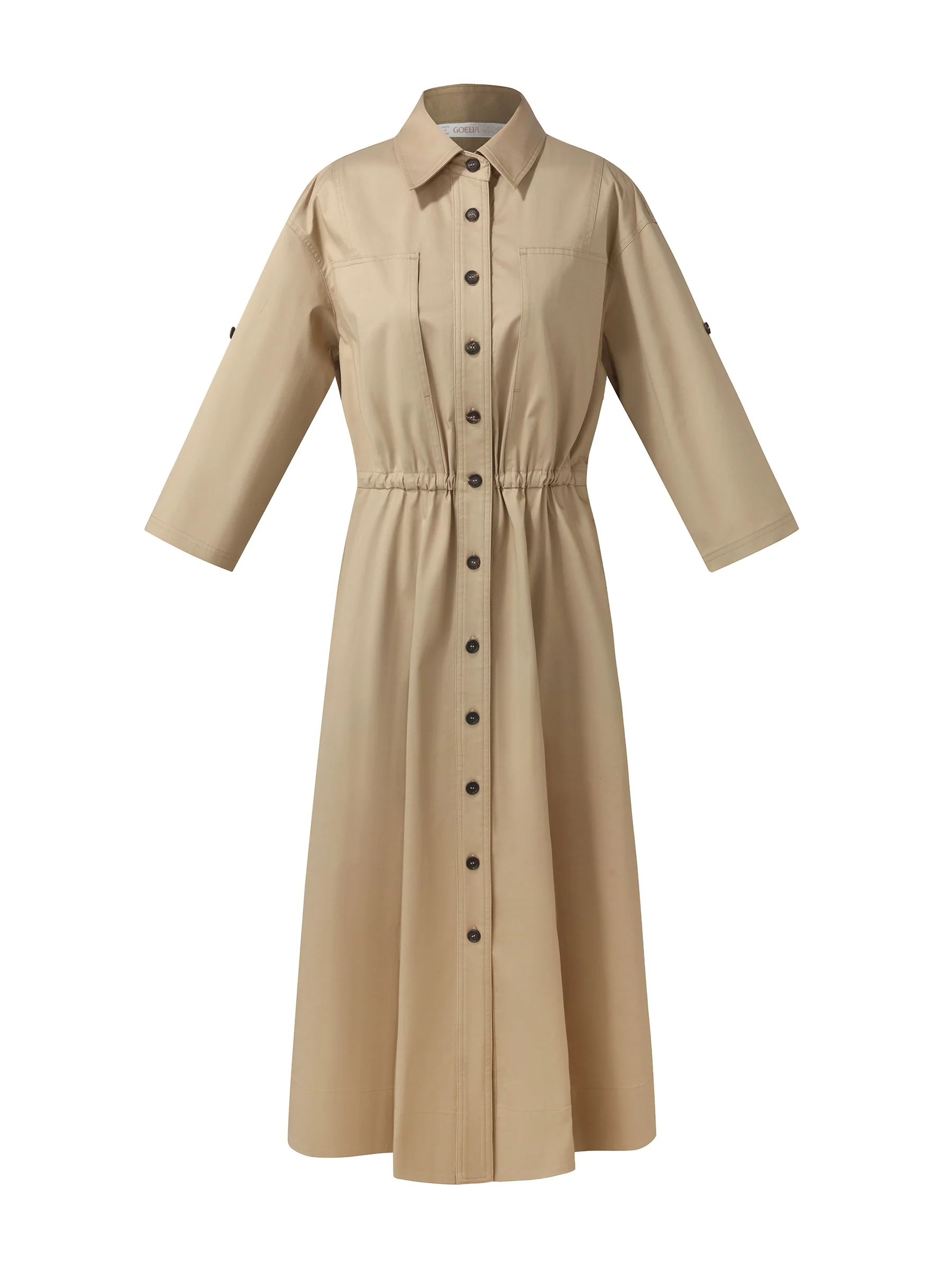 Cotton Drawstring Waist Women Trench Coat - Image 7