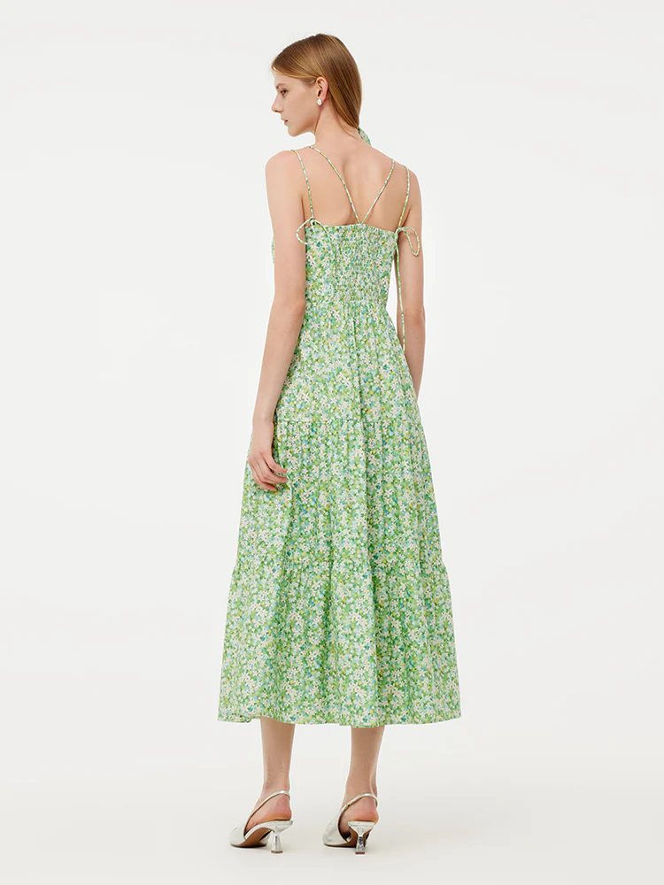 Cotton Floral Print Women Slip Maxi Dress With Detachable Chest Pads - Image 3