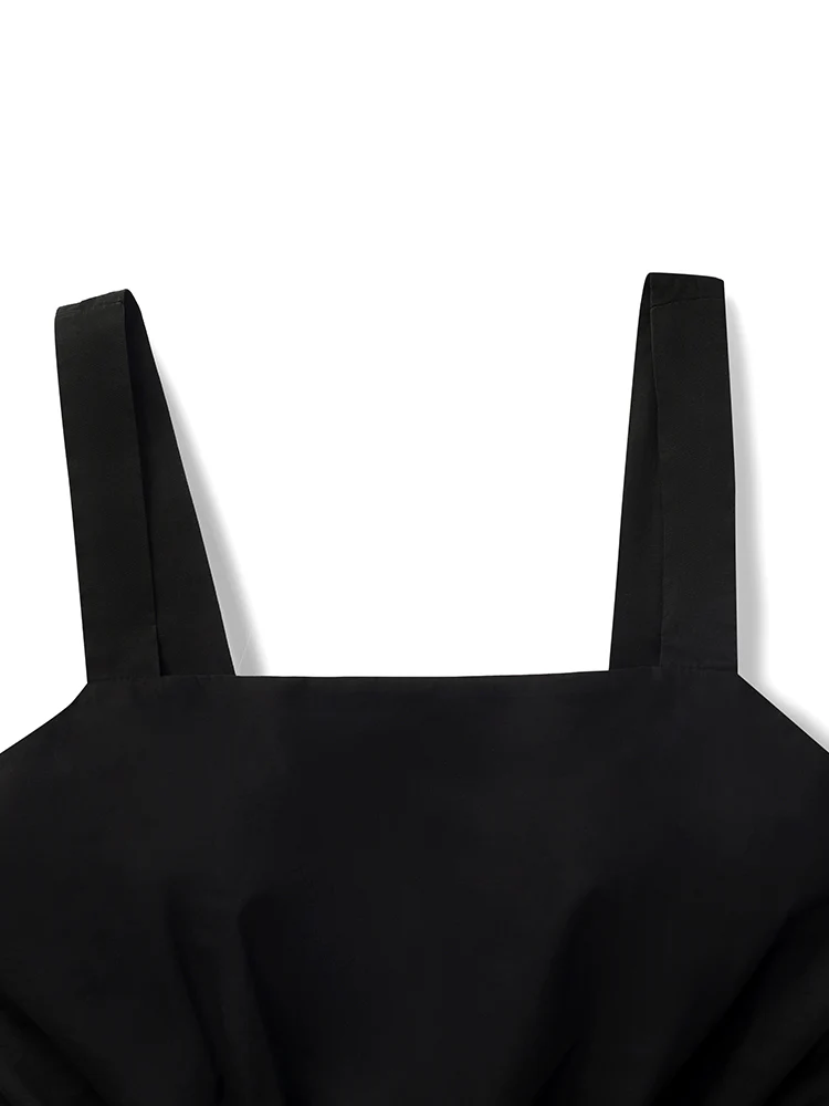 Cotton Strap Gathered Waist Jumpsuit With Detachable Chest Pads - Image 11