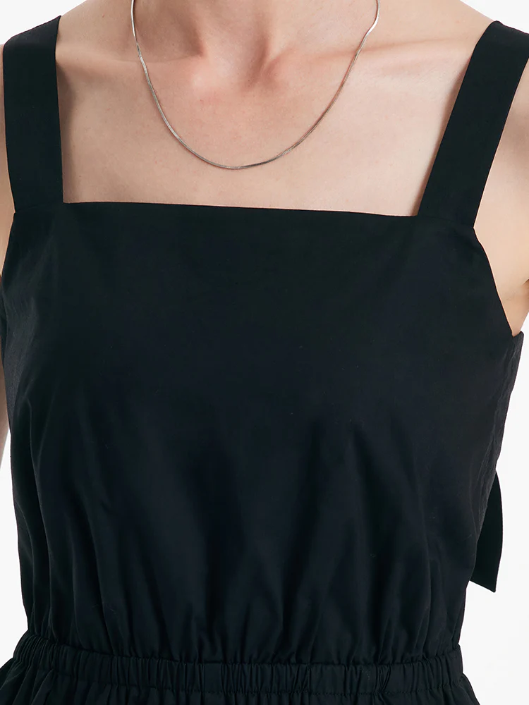 Cotton Strap Gathered Waist Jumpsuit With Detachable Chest Pads - Image 7