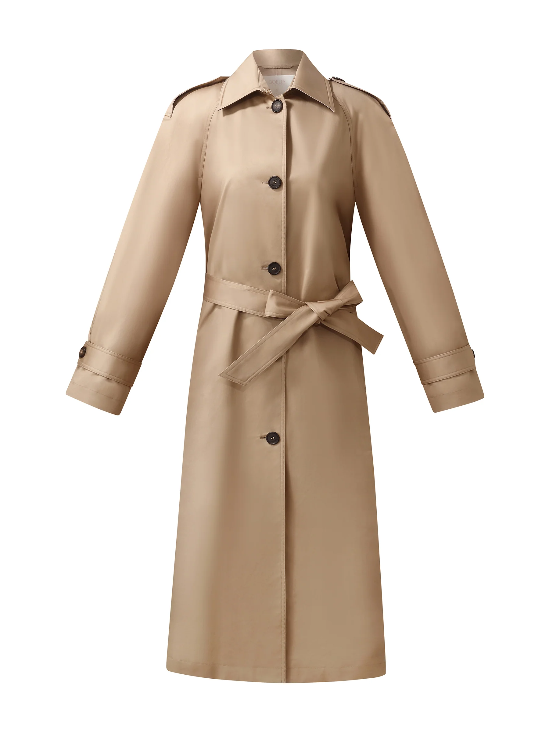 Cotton Self-Tie Belt Women Long Trench Coat - Image 7