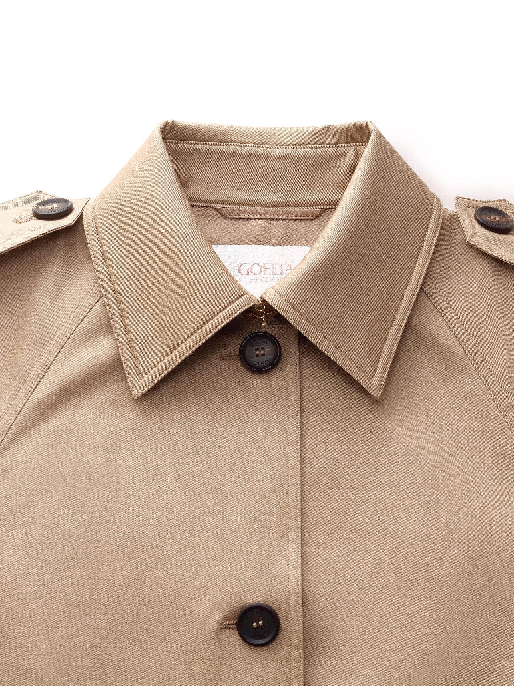 Cotton Self-Tie Belt Women Long Trench Coat - Image 8
