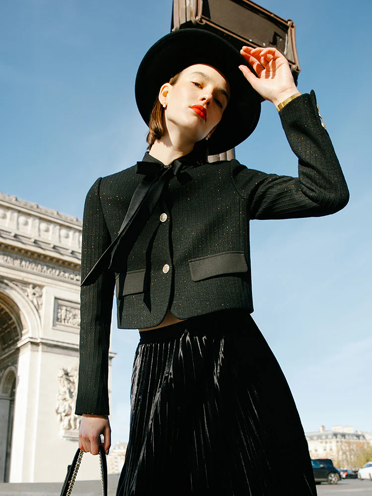 Crop Jacket With Flaps And Half Skirt Two-Piece Suit - Image 10