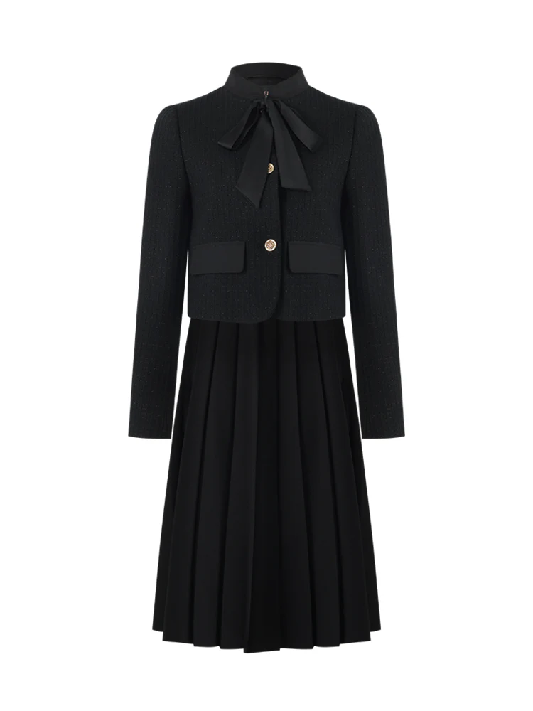 Crop Jacket With Flaps And Half Skirt Two-Piece Suit - Image 11