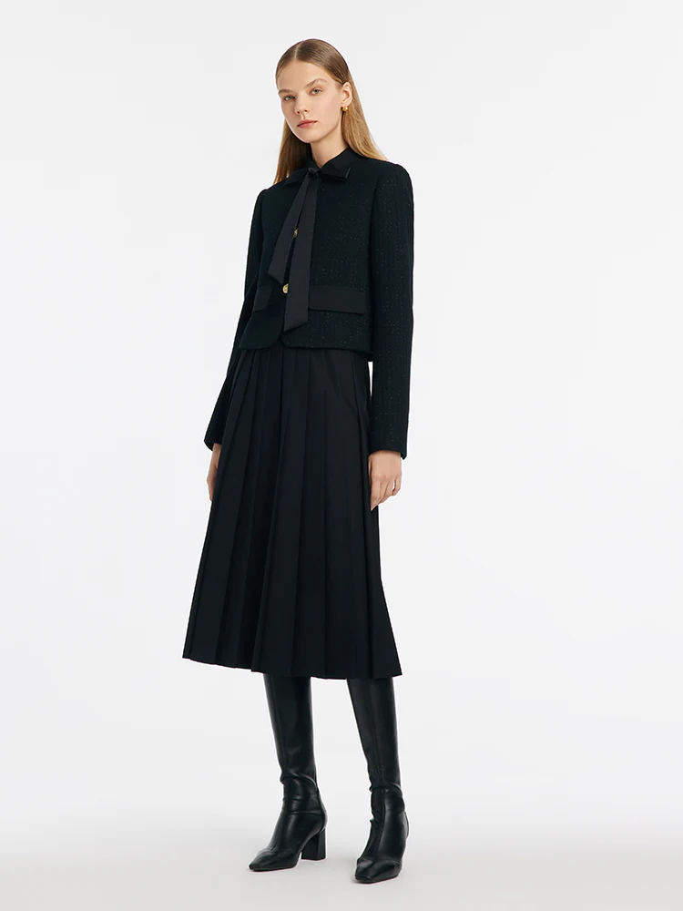 Crop Jacket With Flaps And Half Skirt Two-Piece Suit - Image 3