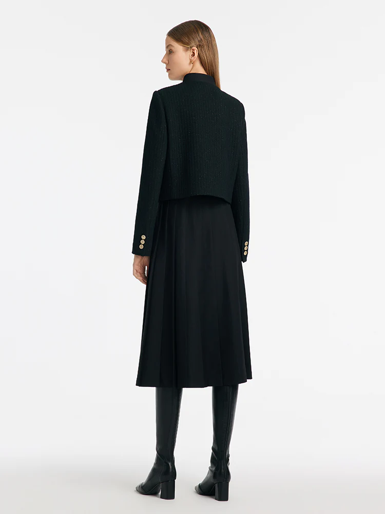 Crop Jacket With Flaps And Half Skirt Two-Piece Suit - Image 4