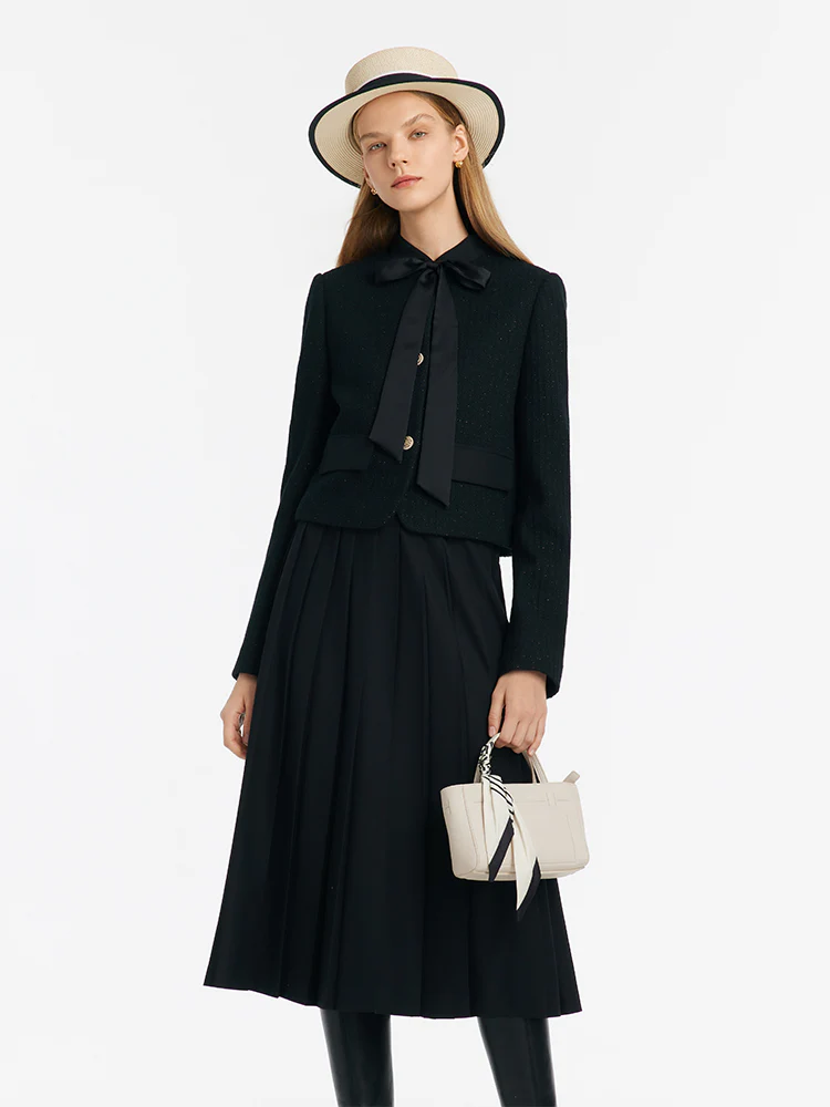 Crop Jacket With Flaps And Half Skirt Two-Piece Suit - Image 5