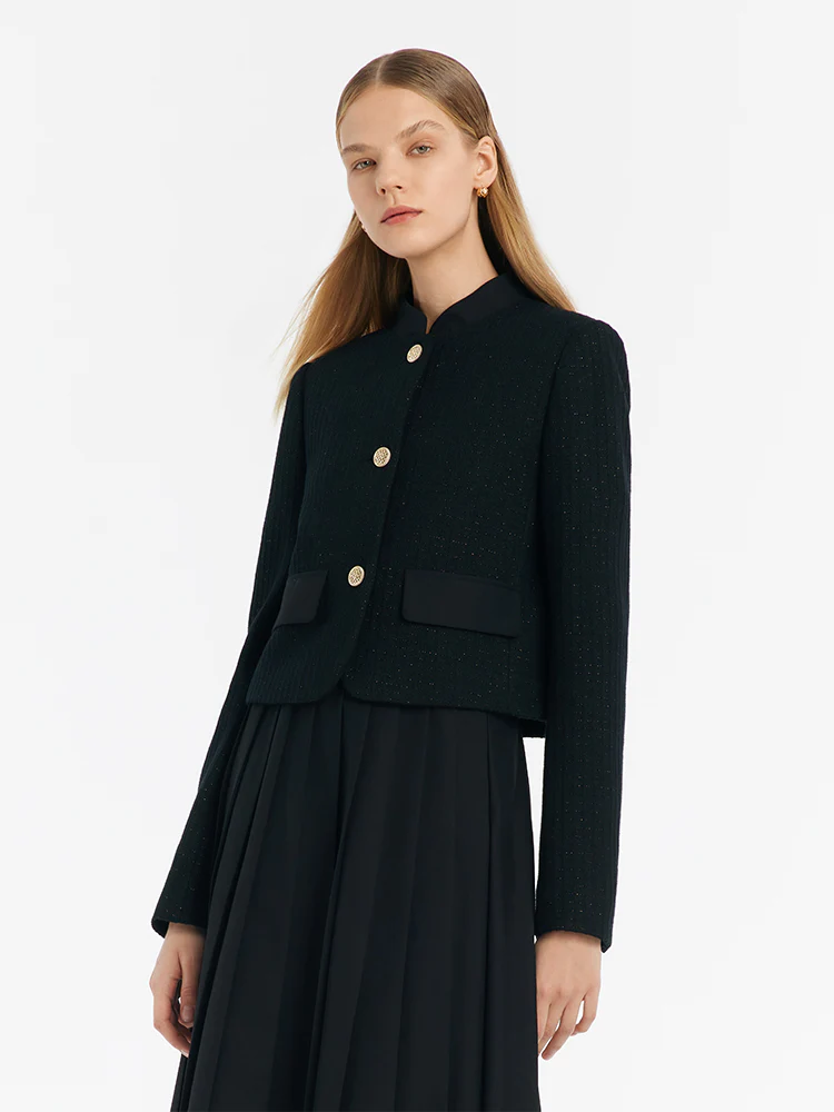 Crop Jacket With Flaps And Half Skirt Two-Piece Suit - Image 6