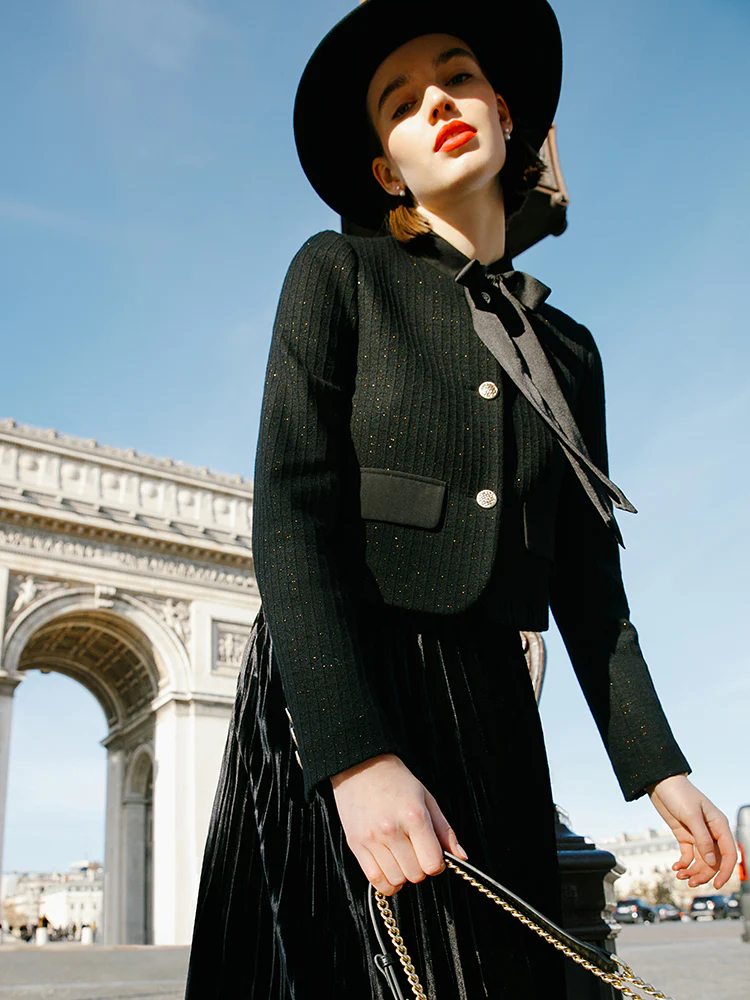 Crop Jacket With Flaps And Half Skirt Two-Piece Suit - Image 8