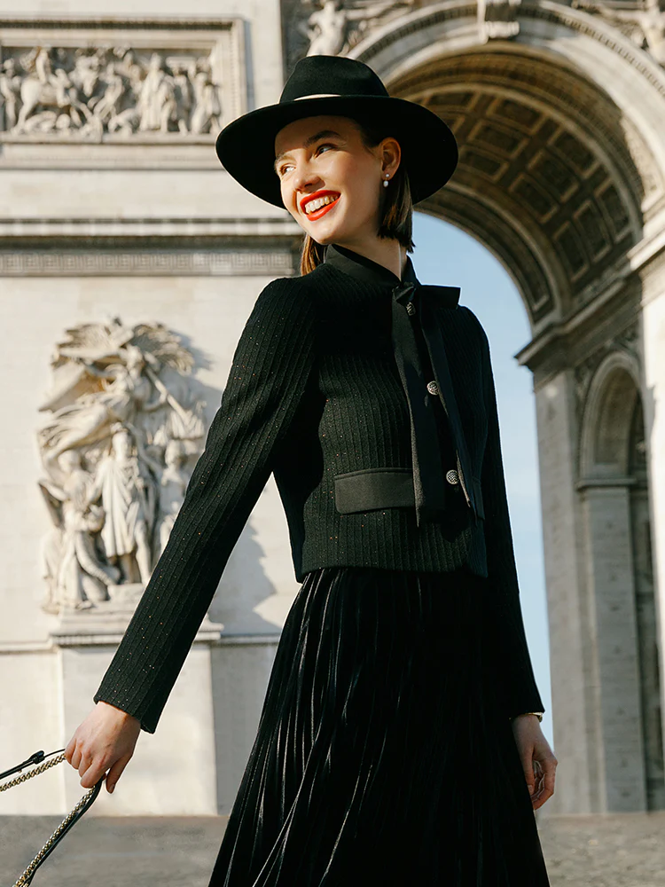 Crop Jacket With Flaps And Half Skirt Two-Piece Suit - Image 9