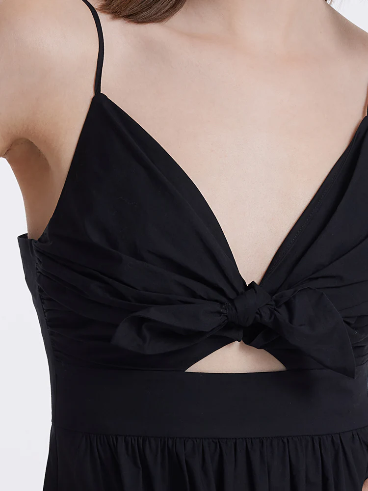 Cut-out Spaghetti Strap Bowknot Tied Maxi Dress - Image 7