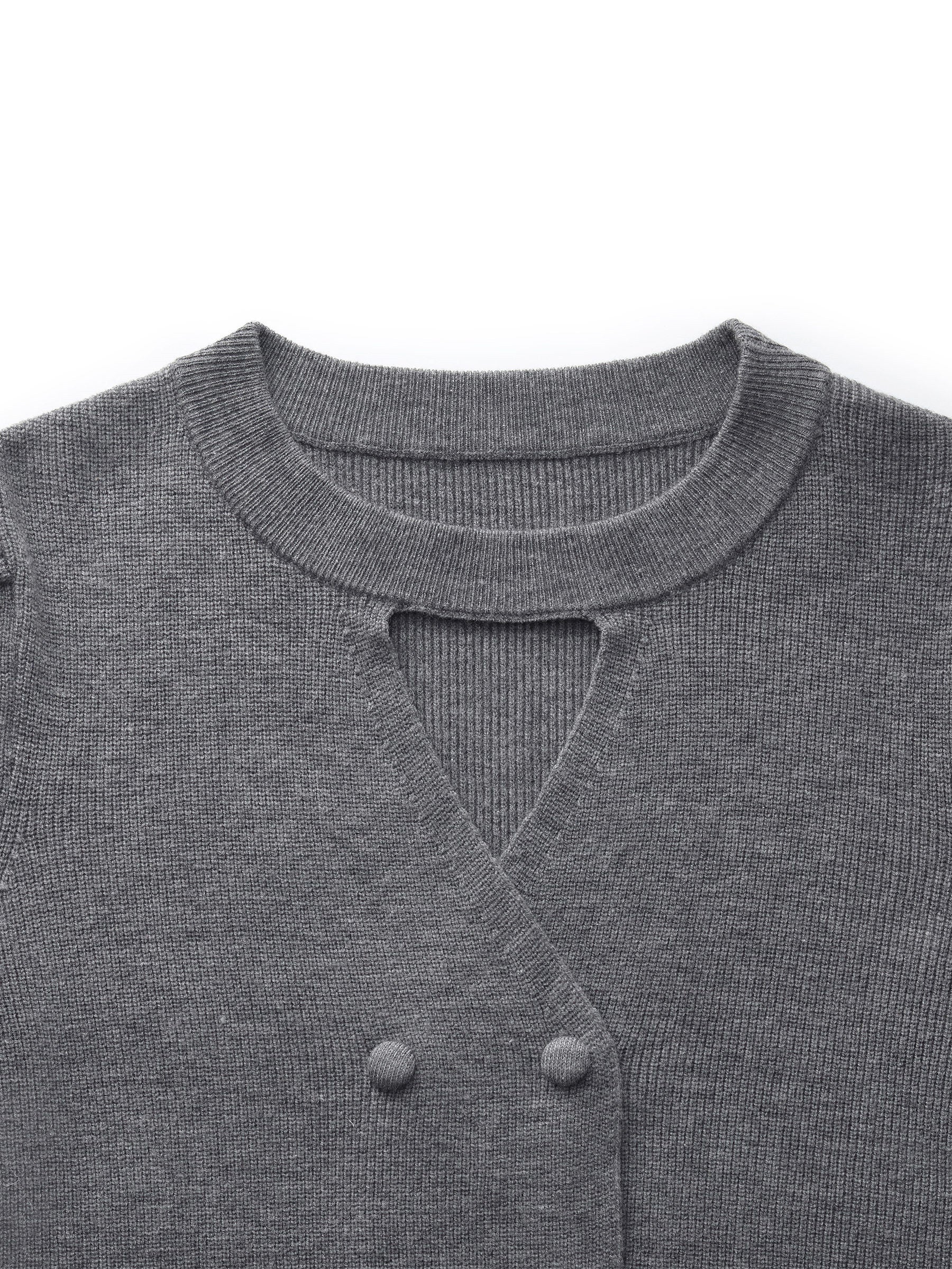 Cut Out V-Neck Long Sleeve Women Knit Top - Image 7