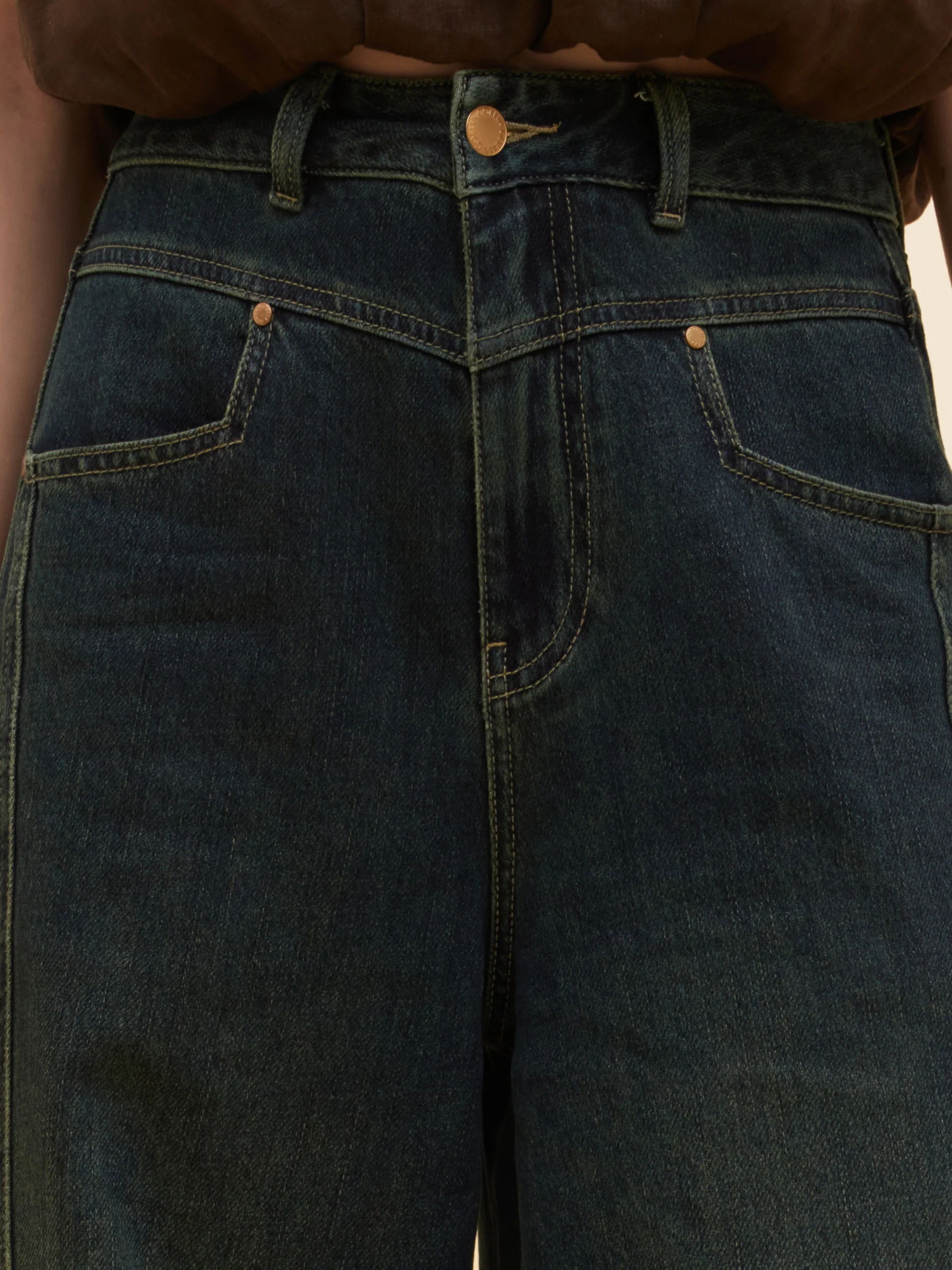 Denim Adjustable Waist Straight Wide Leg Women Jeans - Image 5