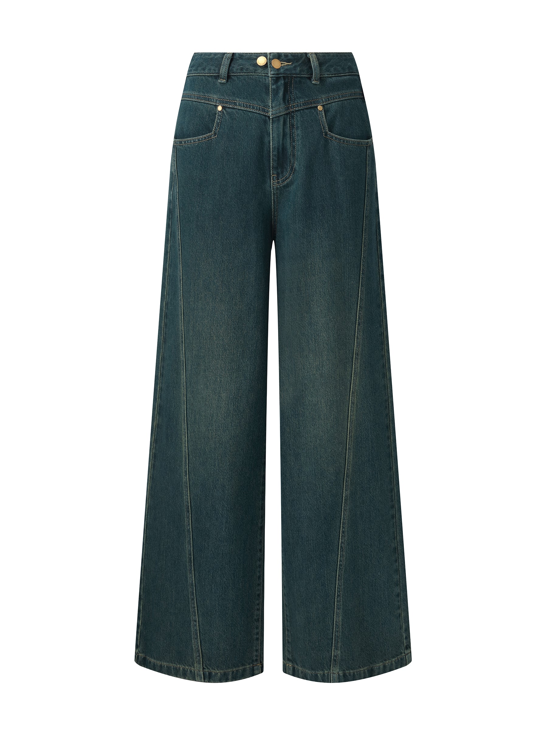 Denim Adjustable Waist Straight Wide Leg Women Jeans - Image 7
