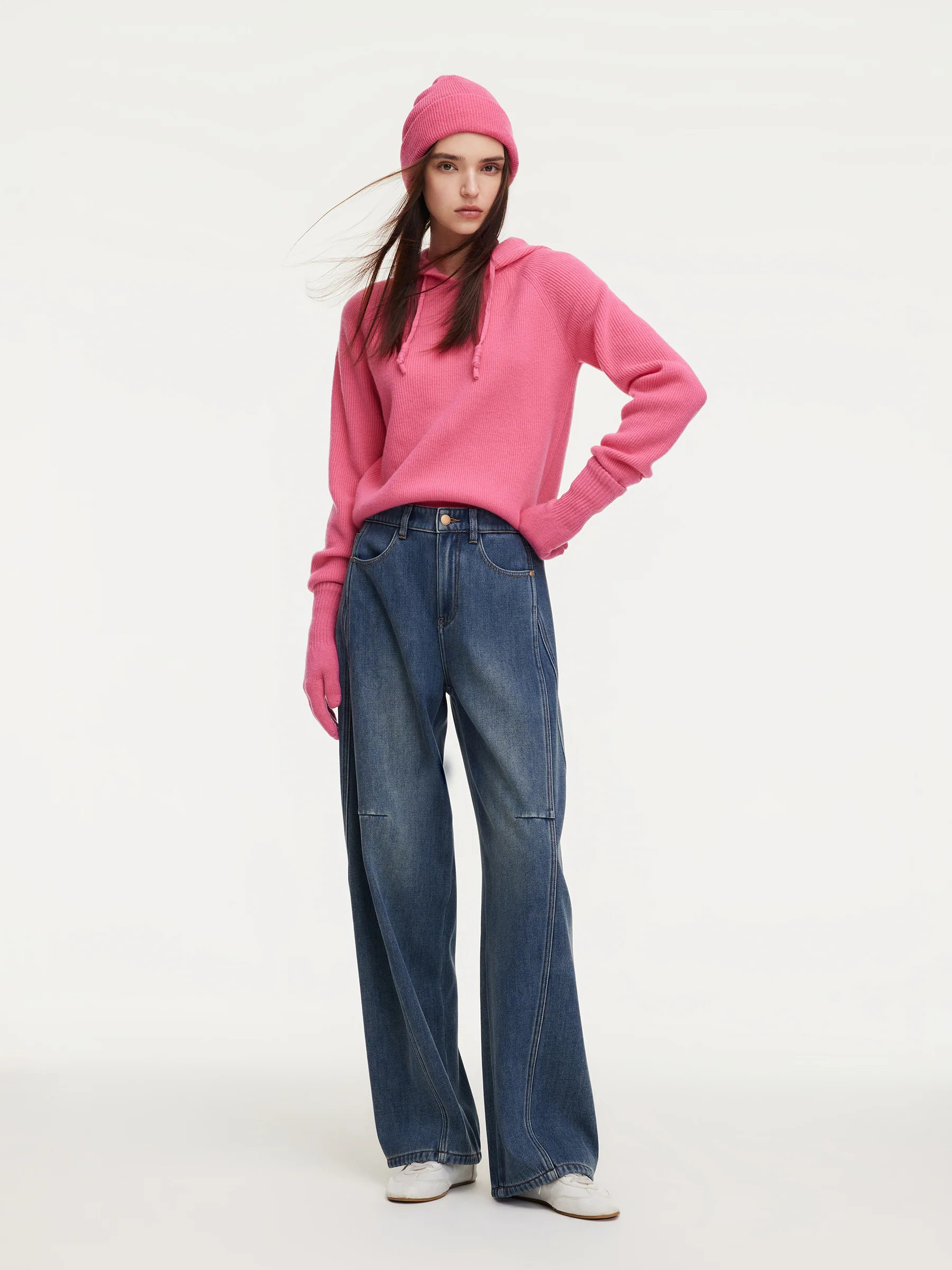 Denim Fleece Lined Women Tapered Jeans - Image 2