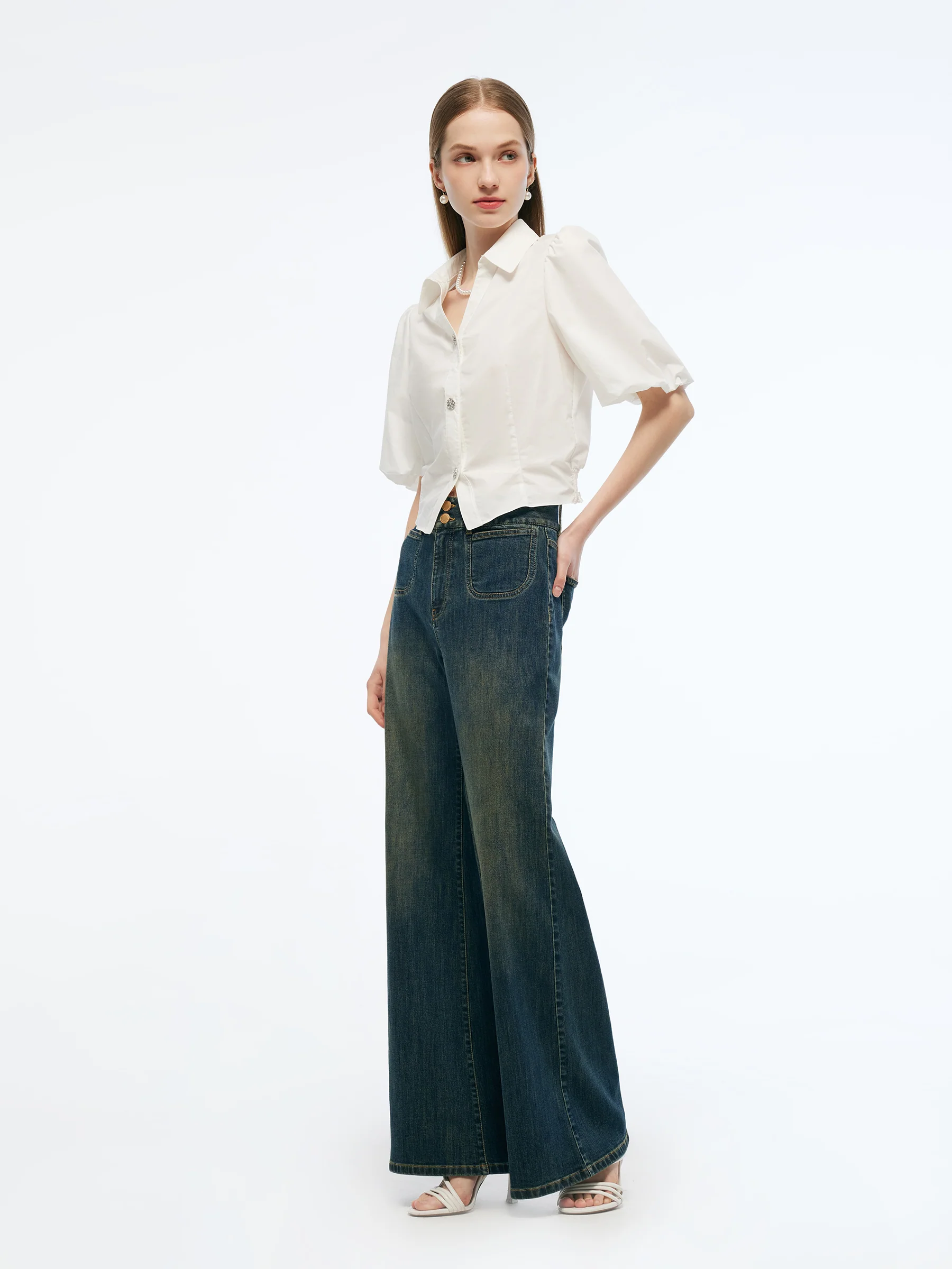 Denim High-Waisted Women Flared Jeans - Image 5