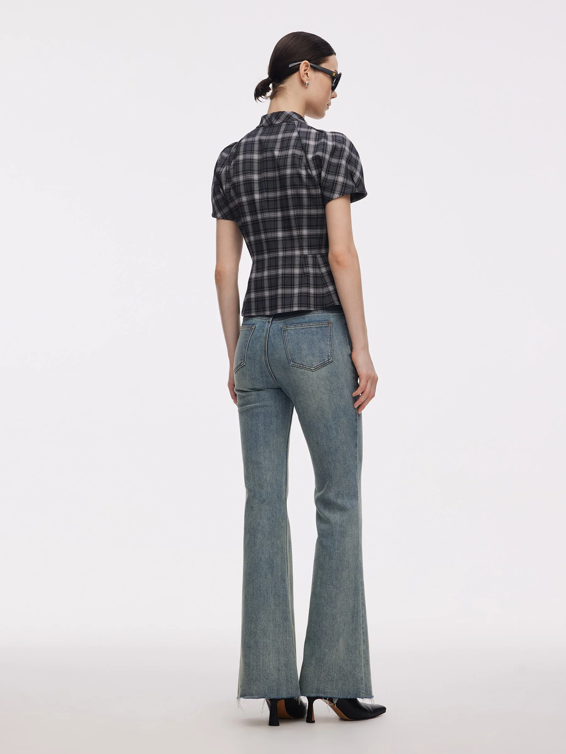 Denim High-Waisted Women Flared Jeans - Image 4