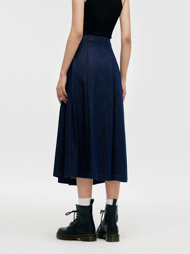 Denim Pleated Women Half Skirt - Image 3