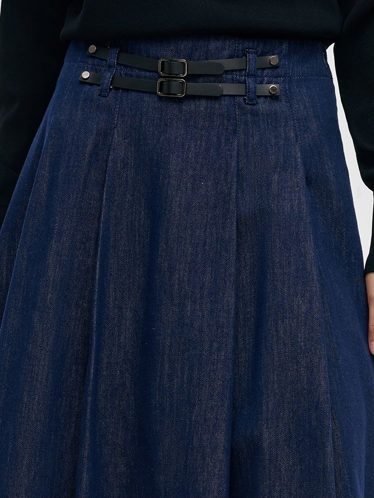 Denim Pleated Women Half Skirt - Image 5