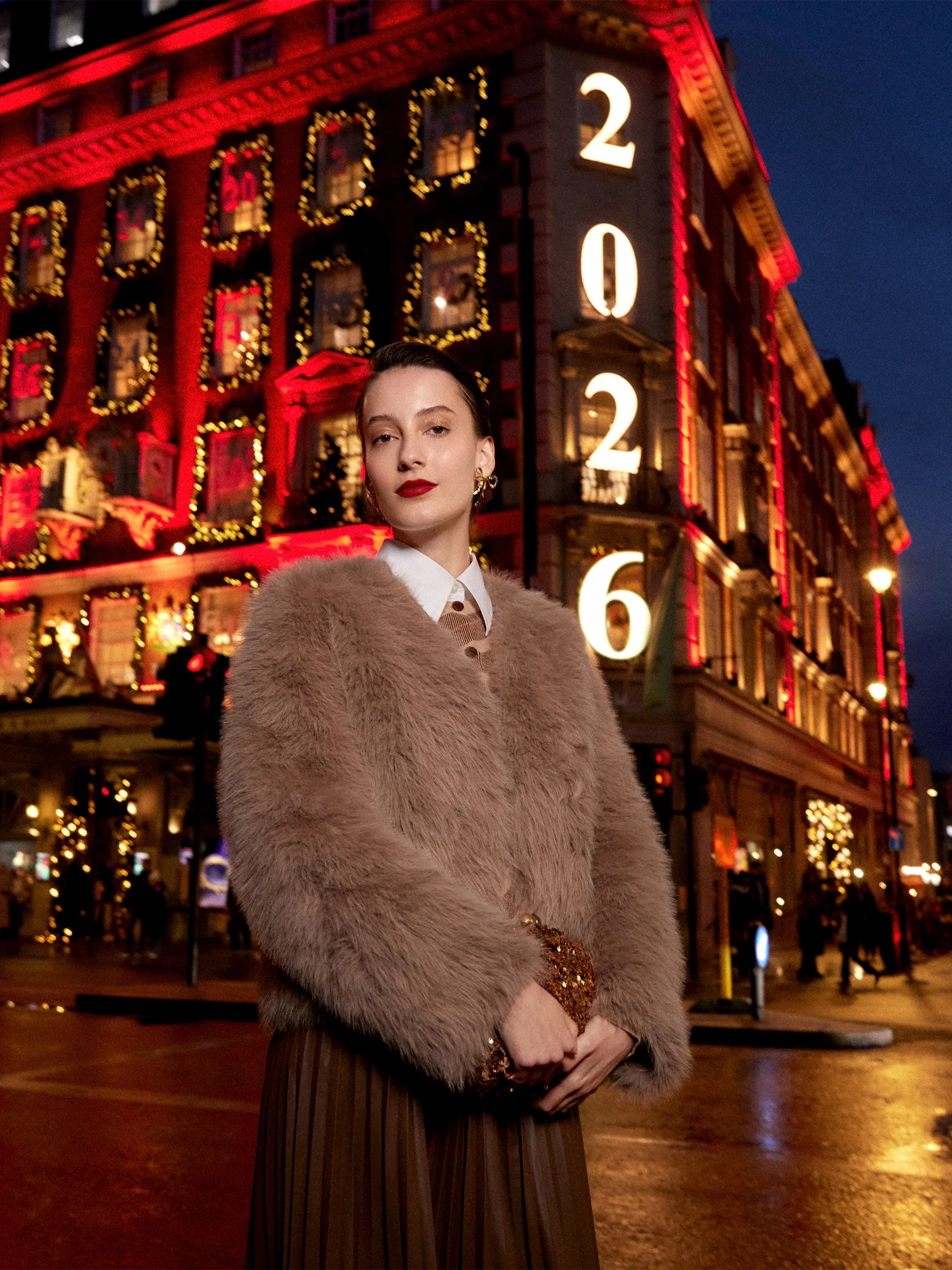 Eco-friendly Fur V-Neck Women Coat