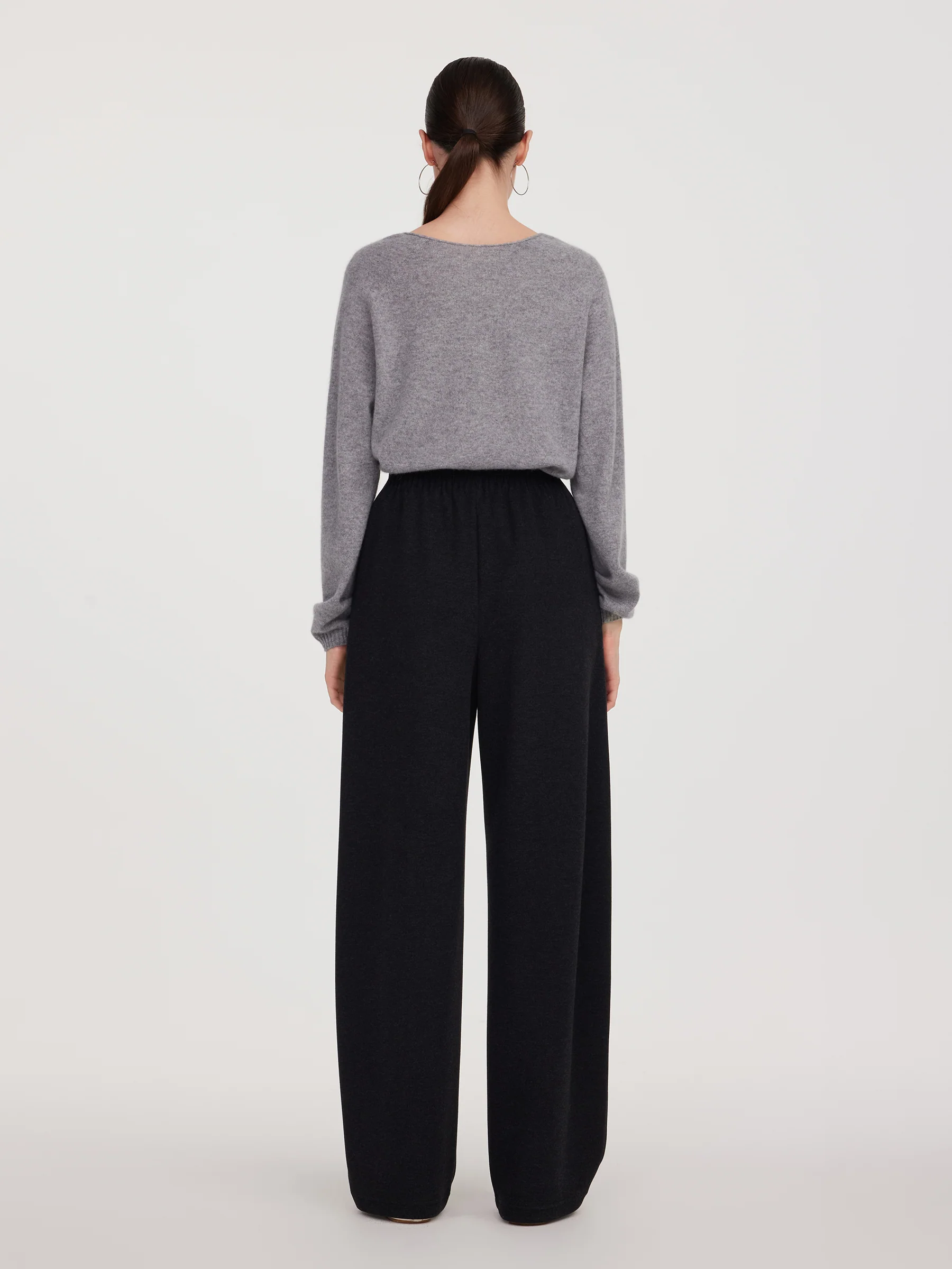 Elastic Waist Women Curved Leg Pants - Image 3