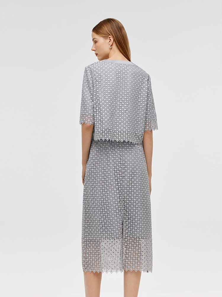 Embroidered Crop Jacket And High-Waisted Skirt Two-Piece Set - Image 5