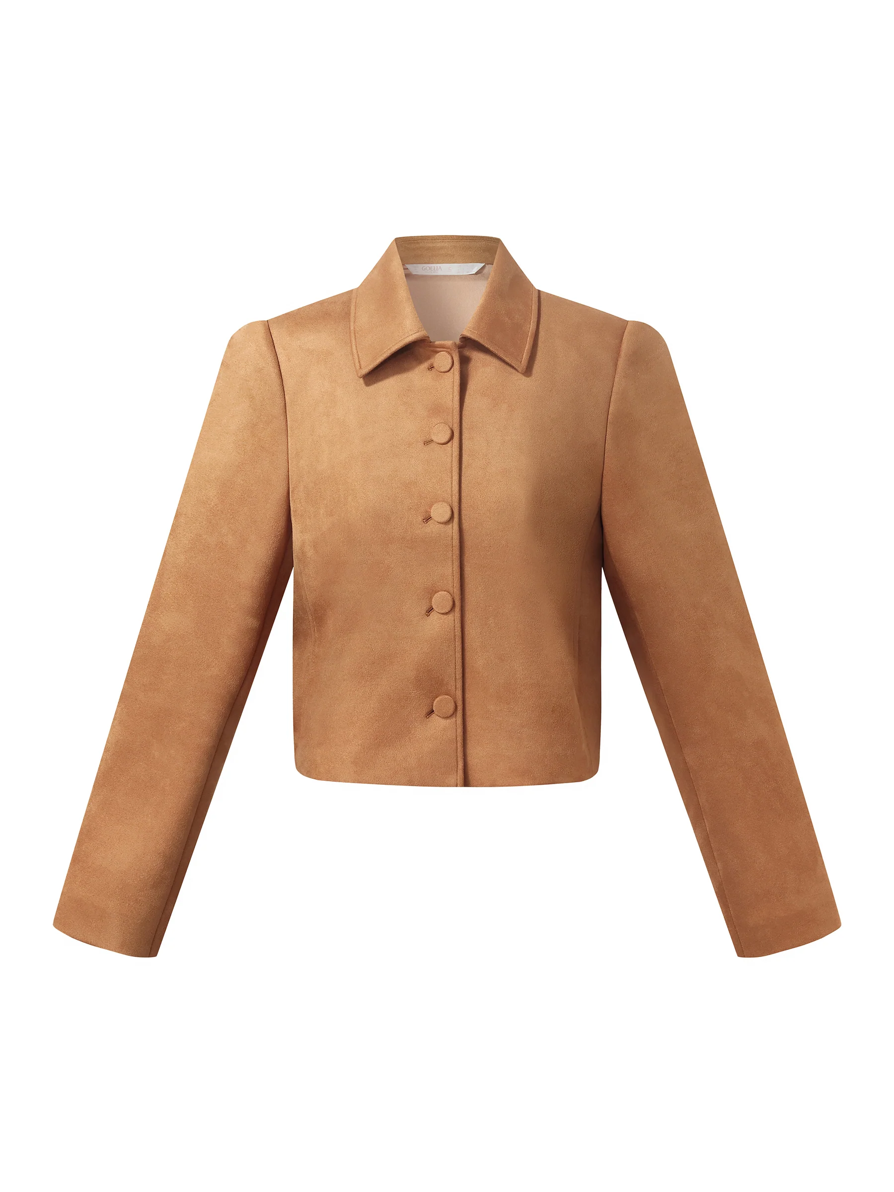 Faux Suede Women Single Breasted Crop Jacket - Image 6