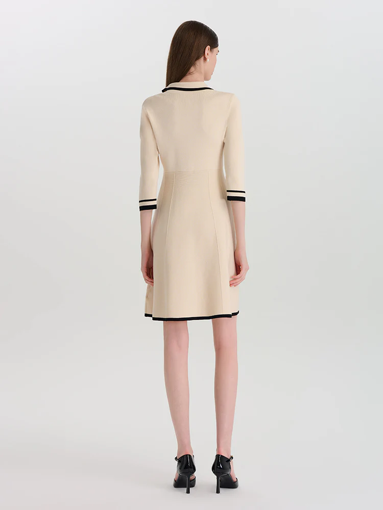 Fitted Double-Breasted V-Neck Mini Dress - Image 9