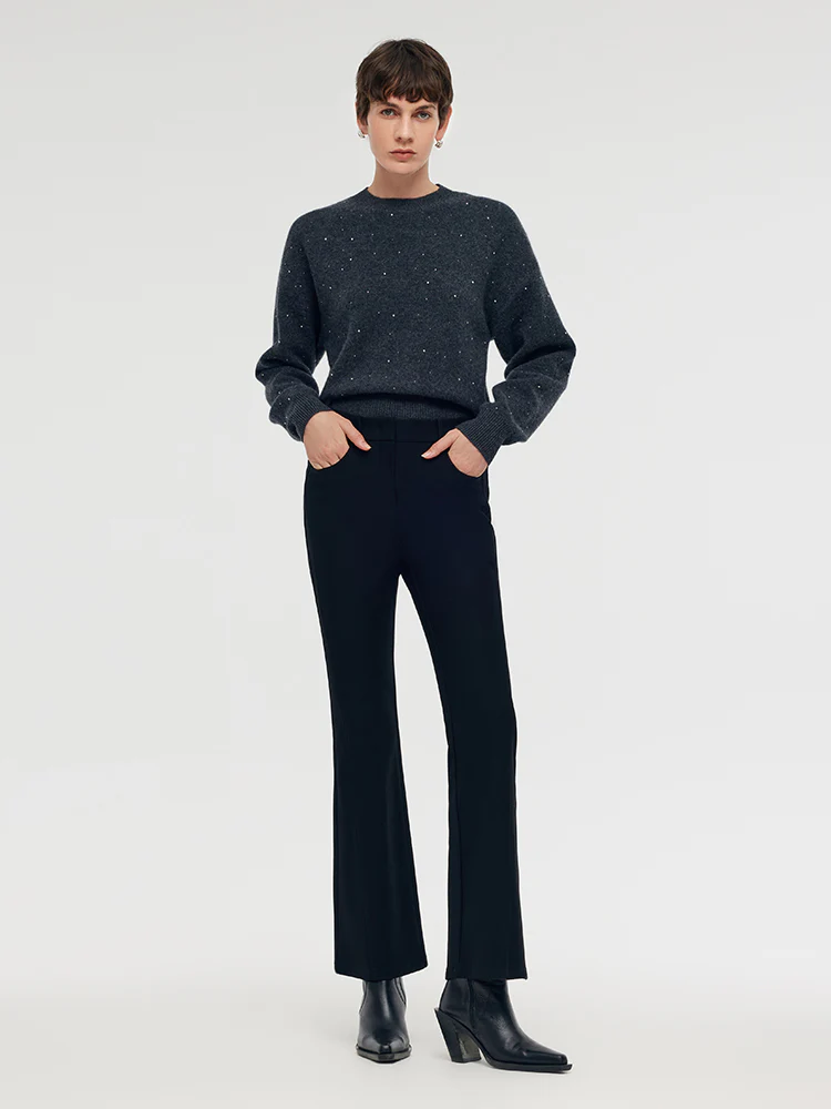 Fleece Lined Micro-Flared Ankle Length Women Pants - Image 2