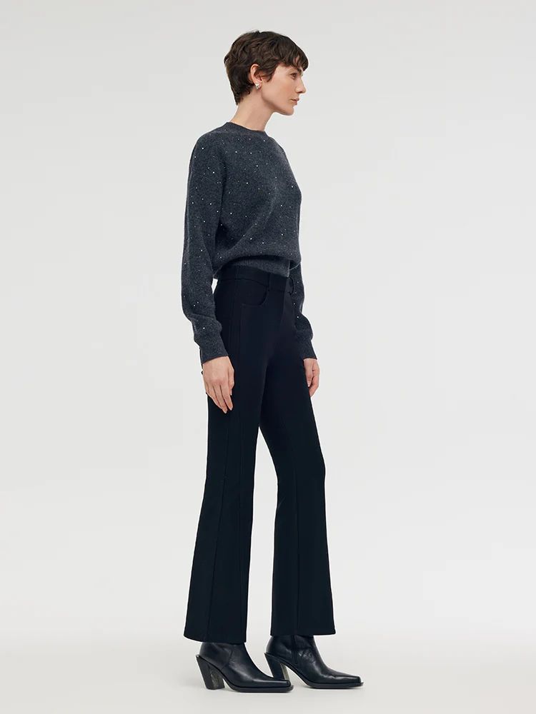 Fleece Lined Micro-Flared Ankle Length Women Pants - Image 4