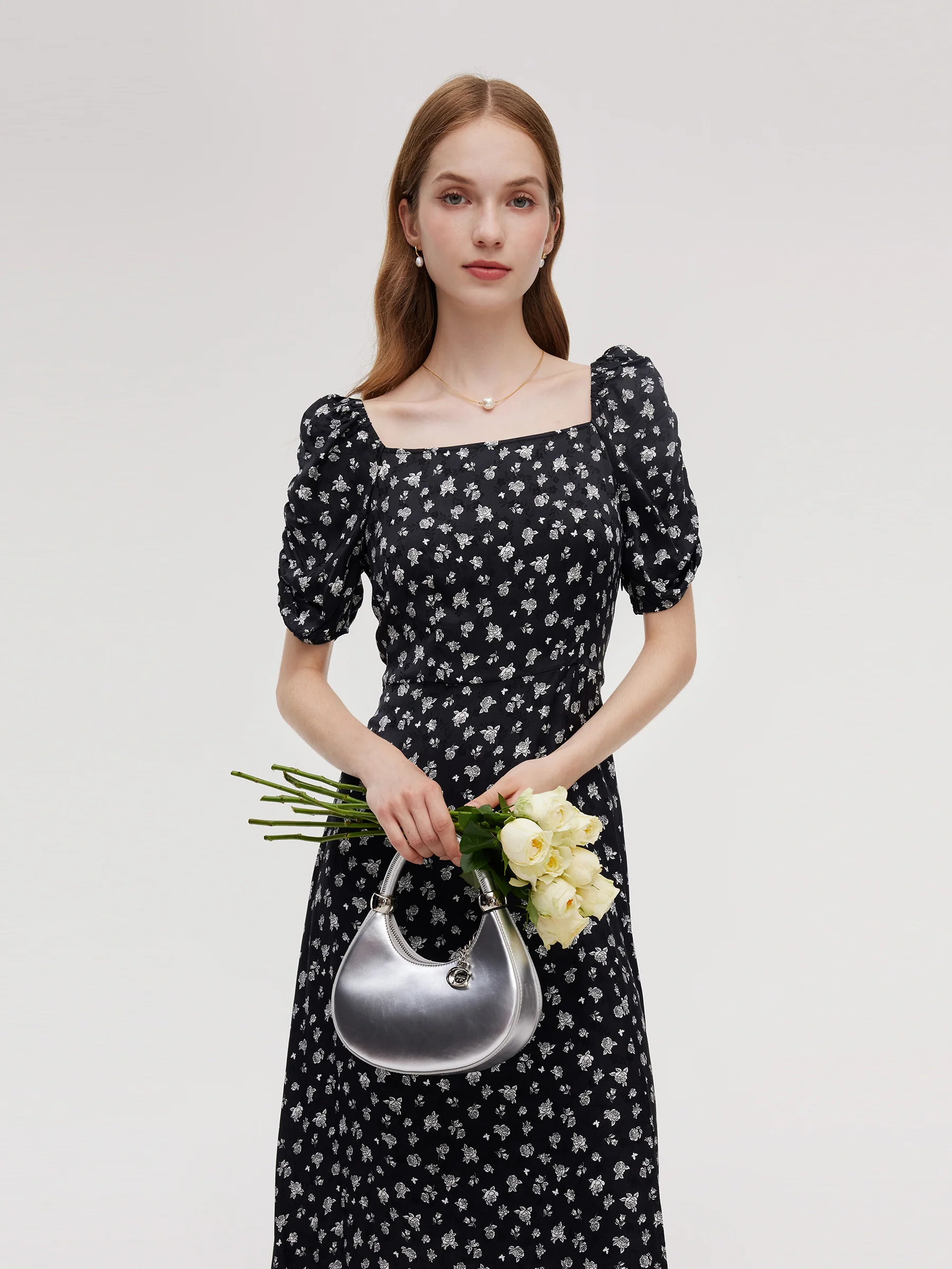 Floral Print Square Neck Women Side Slit Maxi Dress - Image 4