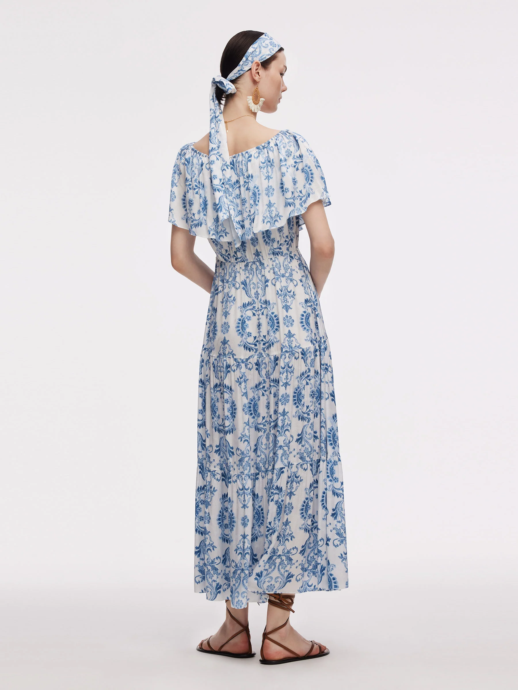 Floral Print Women Convertible Neckline Maxi Dress - Image 4