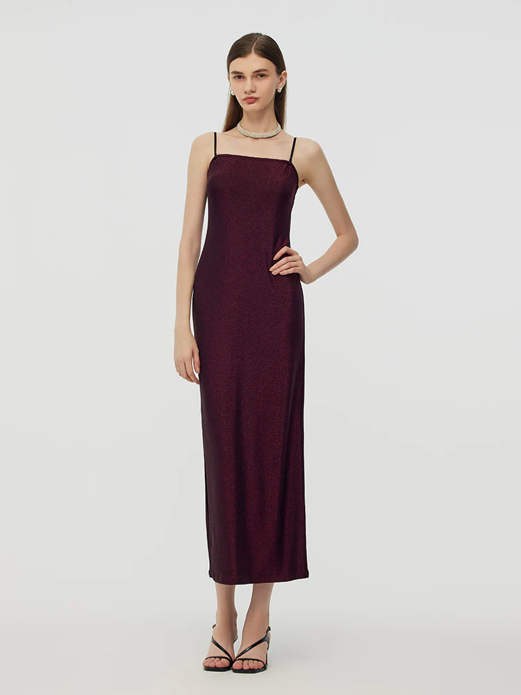 Glitter Women Party Slip Maxi Dress With Detachable Spaghetti Strap - Image 5