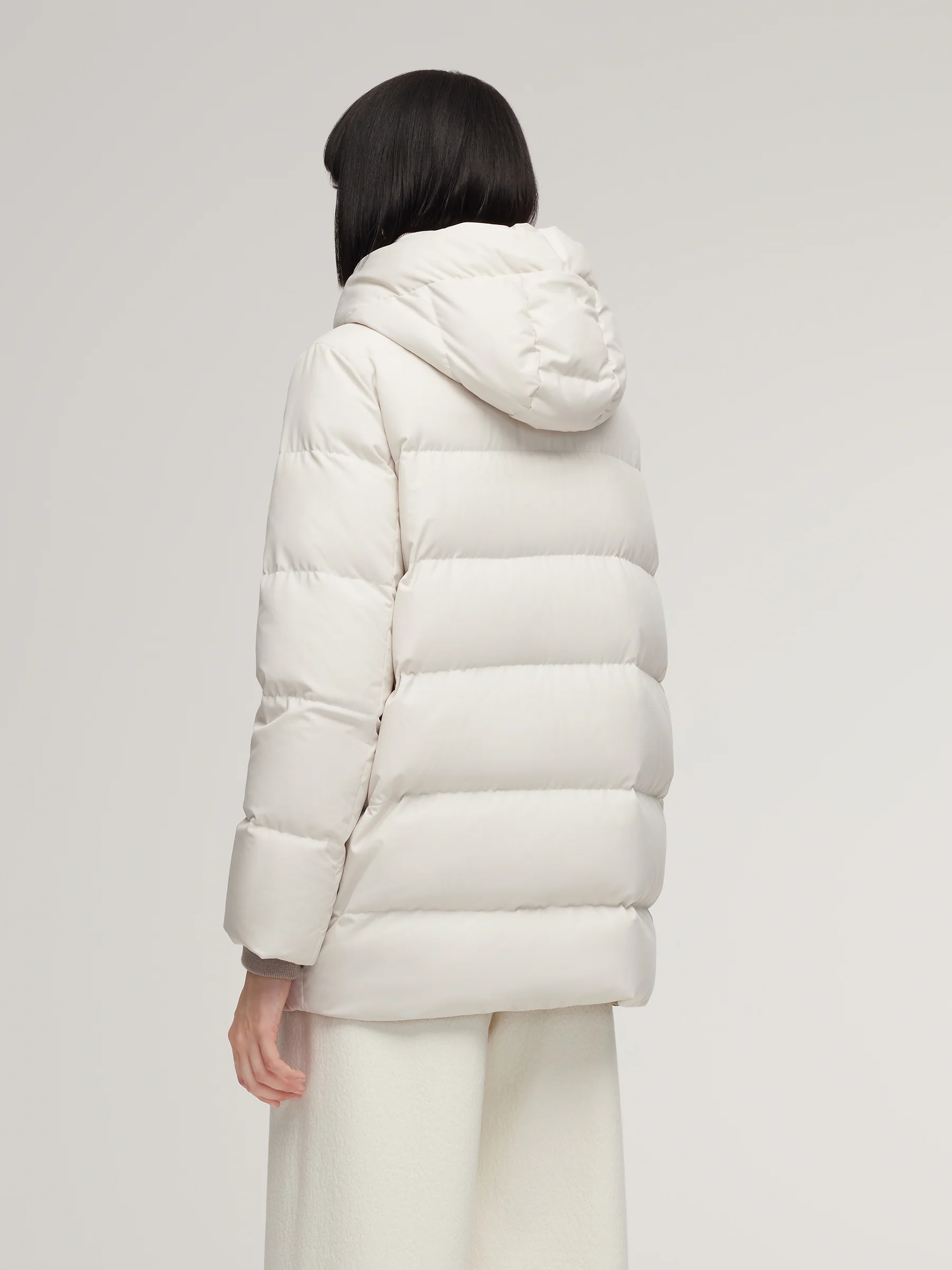 H-Line Windproof Hooded Goose Down Coat - Image 3
