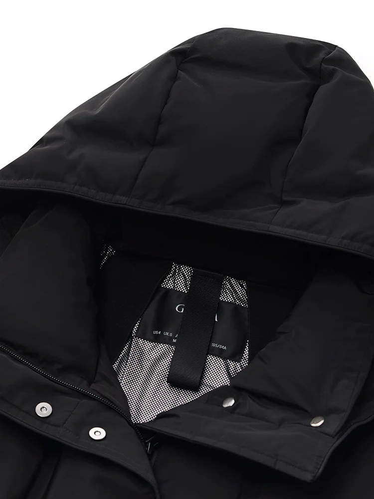 Hooded Long Goose Down Coat With Belt - Image 10