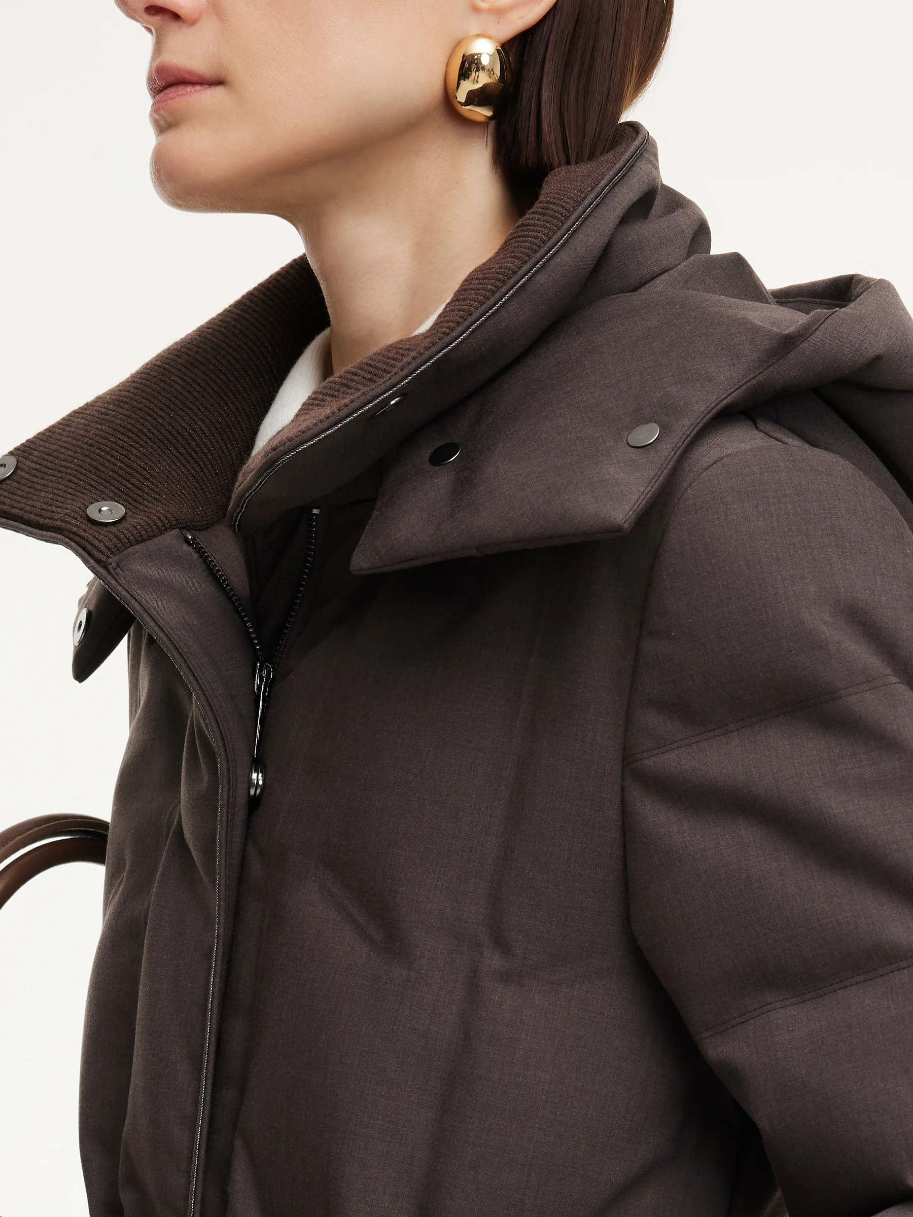 Diamond Quilted Hooded Long Goose Down Wrap Coat - Image 6