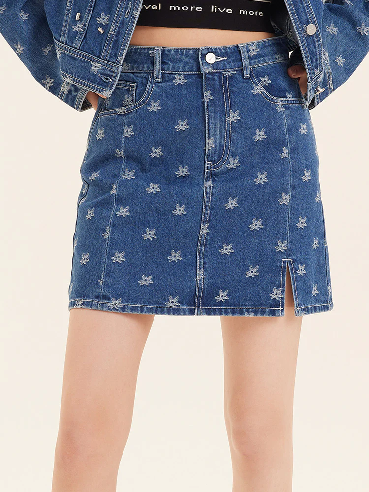 Jacquard Denim Half Women Skirt - Image 2