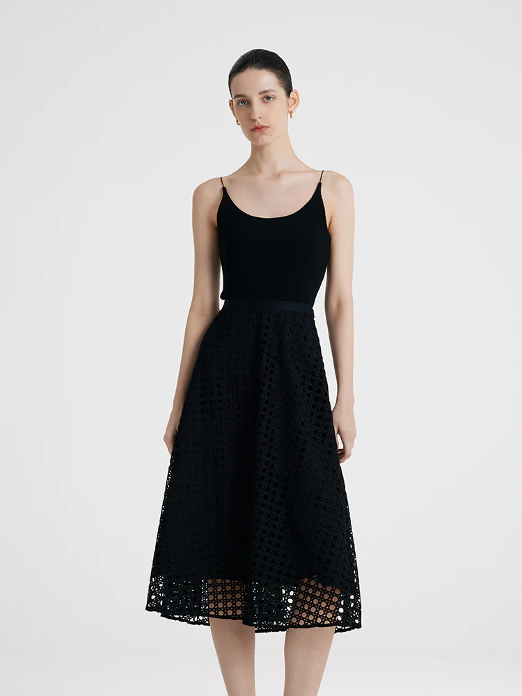 Lace Openwork Crop Jacket And Half Skirt And Knitted Camisole Three-Piece Set - Image 6