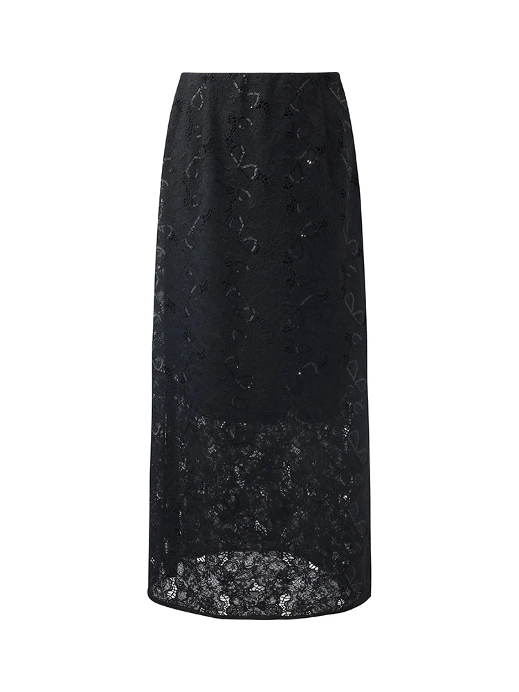 Lace Sequins Crop Jacket And Slit Skirt Two-Piece Set - Image 10