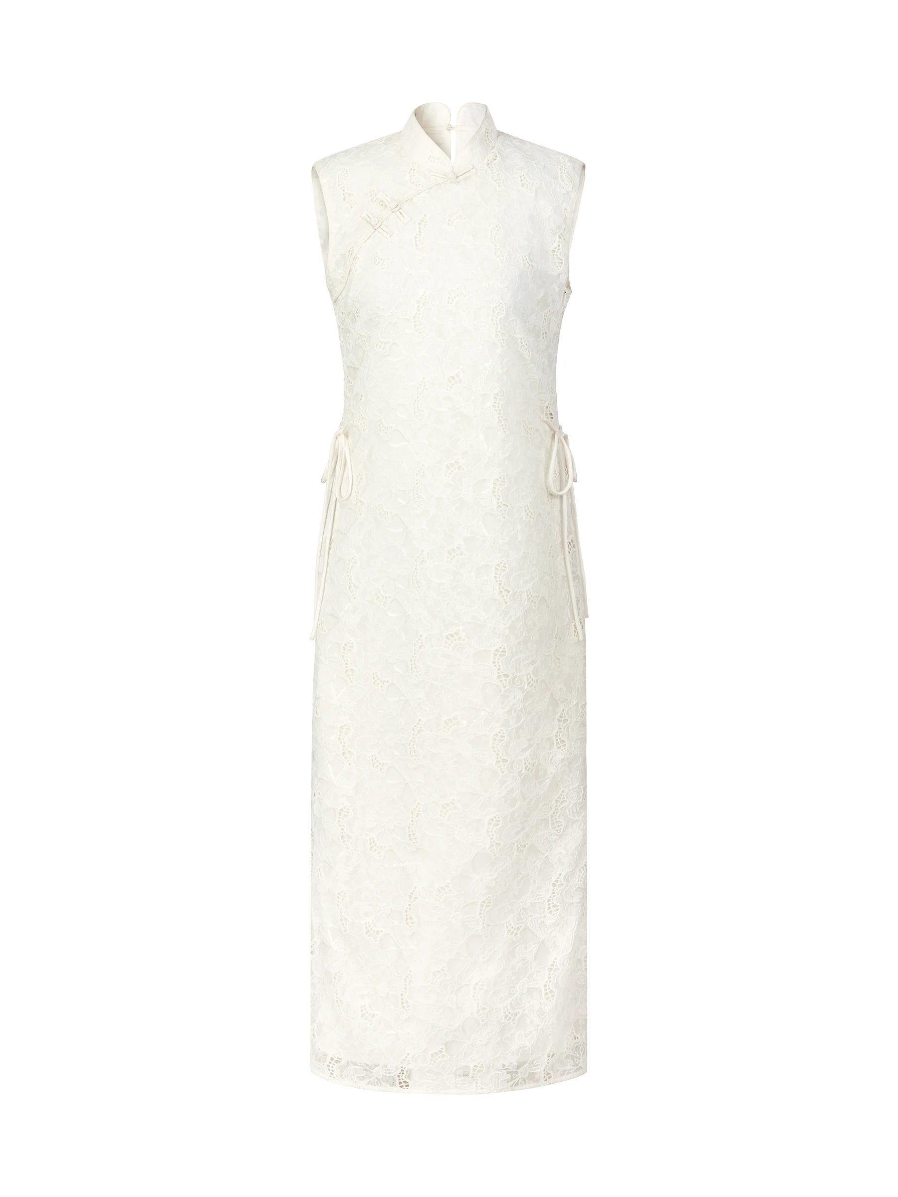 Lace Sleeveless Women Qipao Midi Dress - Image 7