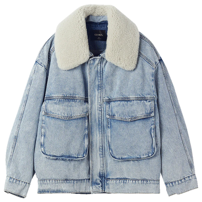 Lapel Blue Denim Coat - Image 5