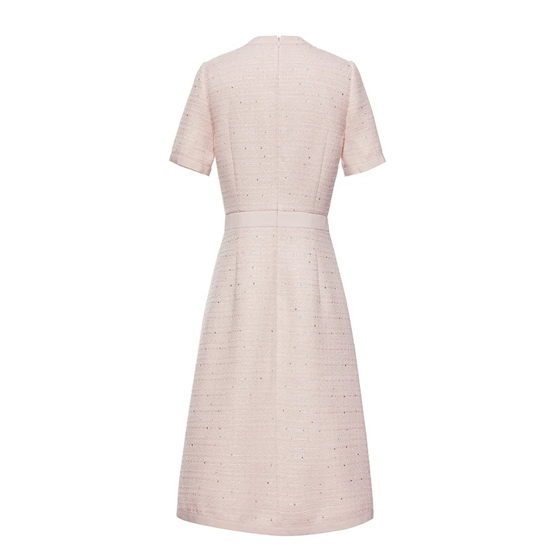 Gathered Waist Single-Breasted Sequins Tweed Mini Dress With Patch Pockets - Image 18