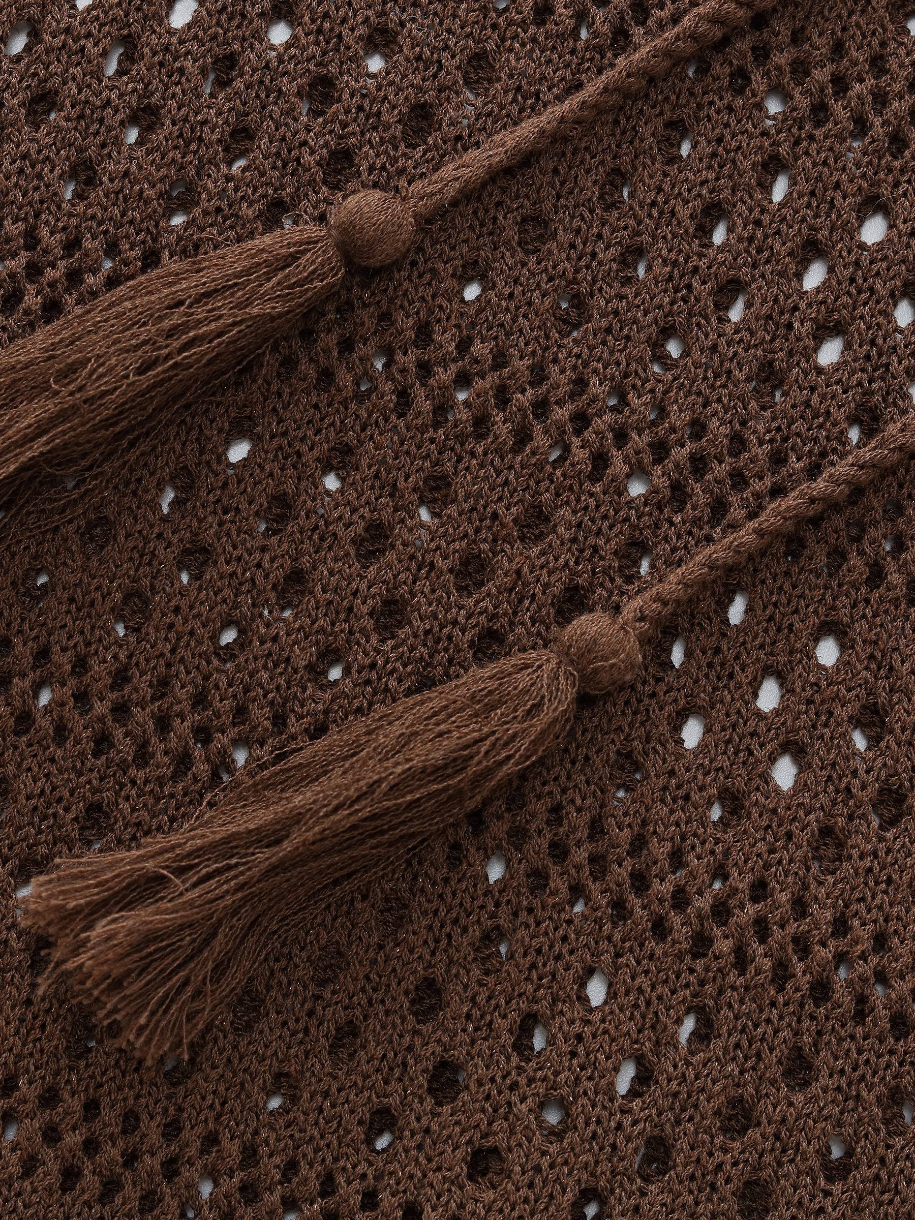 Linen Blend Openwork Pullover And Knit Tank Two-Piece Set - Image 11