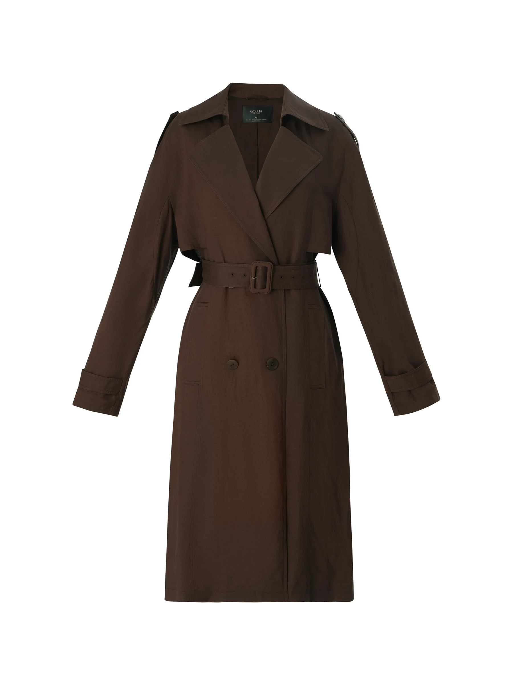 Linen Blend Women Belted Trench Coat - Image 6