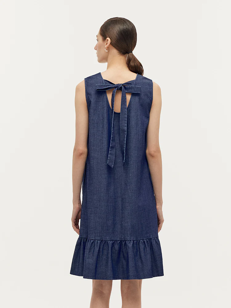 Lyocell Denim A-Line Women Midi Vest Dress - Image 4