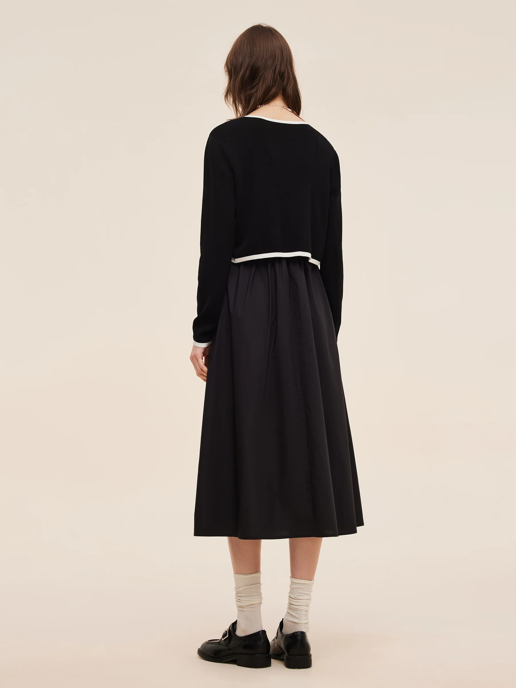Lyocell Blend Cardigan And Patchwork Strap Maxi Dress Two-Piece Set - Image 4