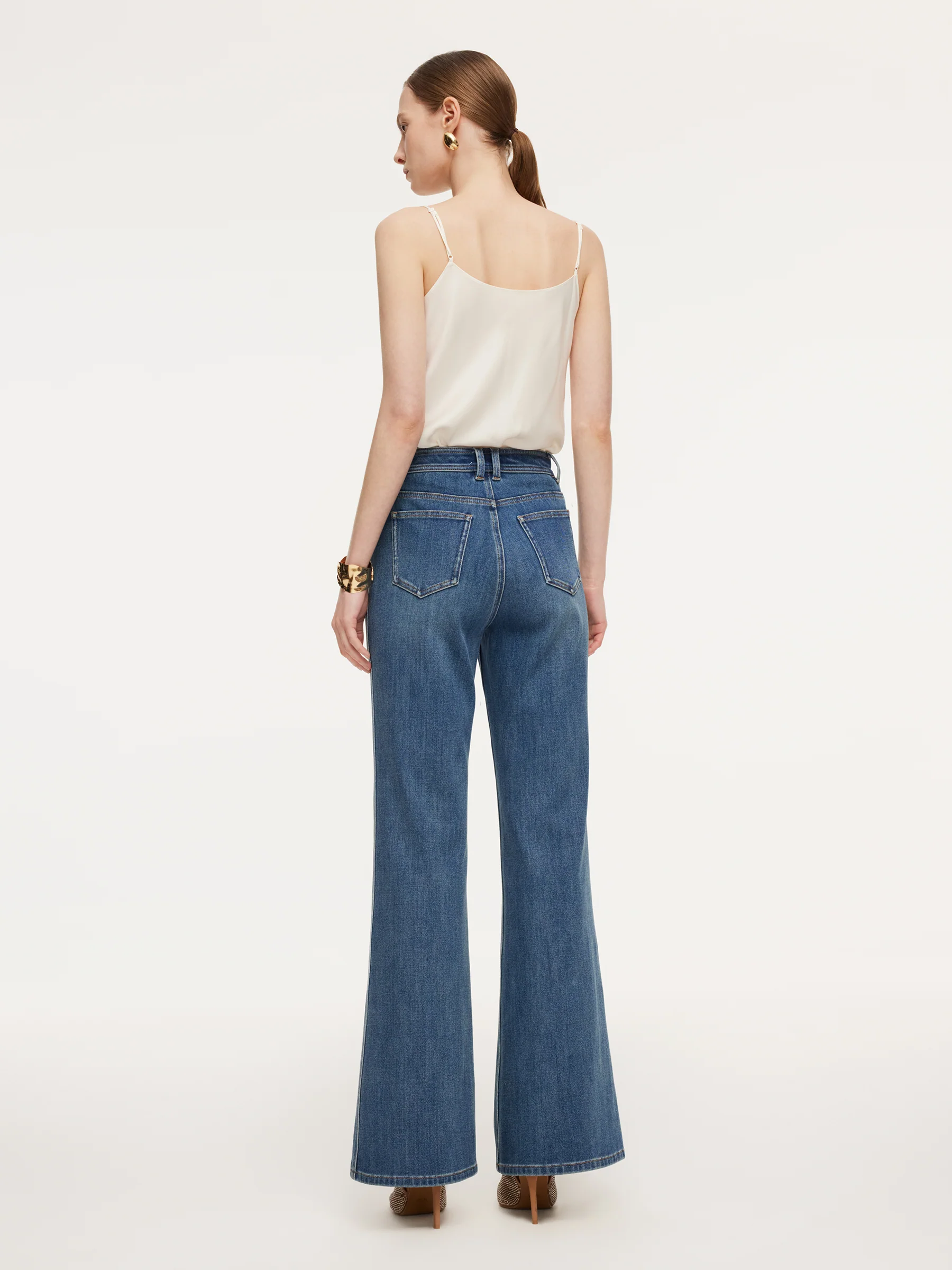 Lyocell Blend Four-Way Stretch Women Flared Jeans - Image 3