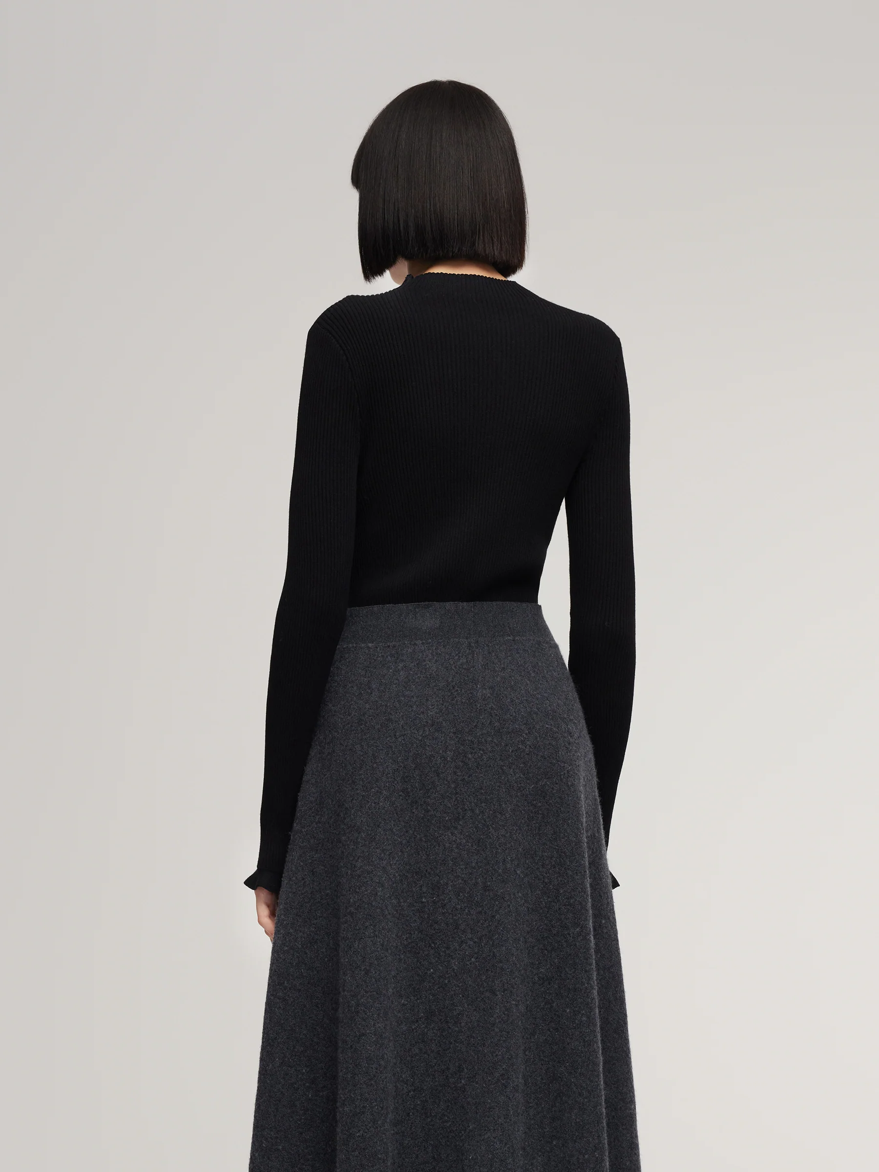 Tencel Wool Blend Mock Neck Women Knit Top - Image 5